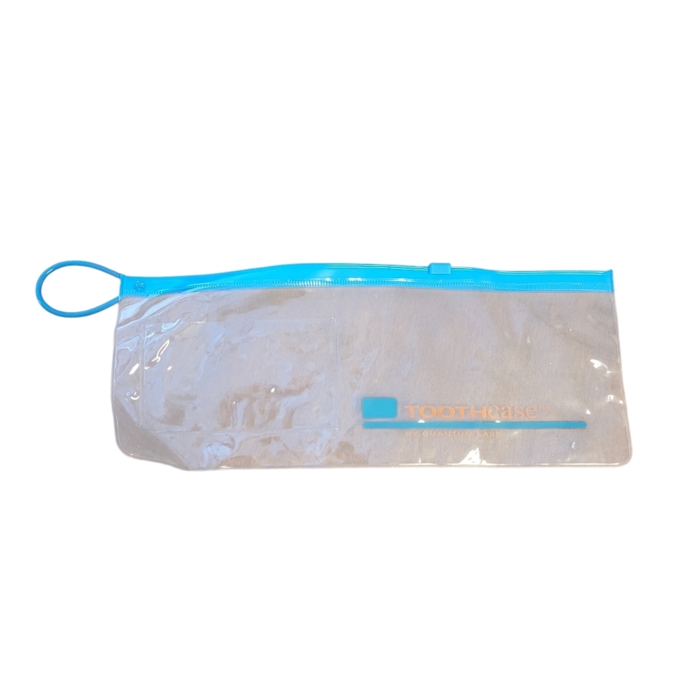 Clear Toothpaste Pouch with Blue Trim